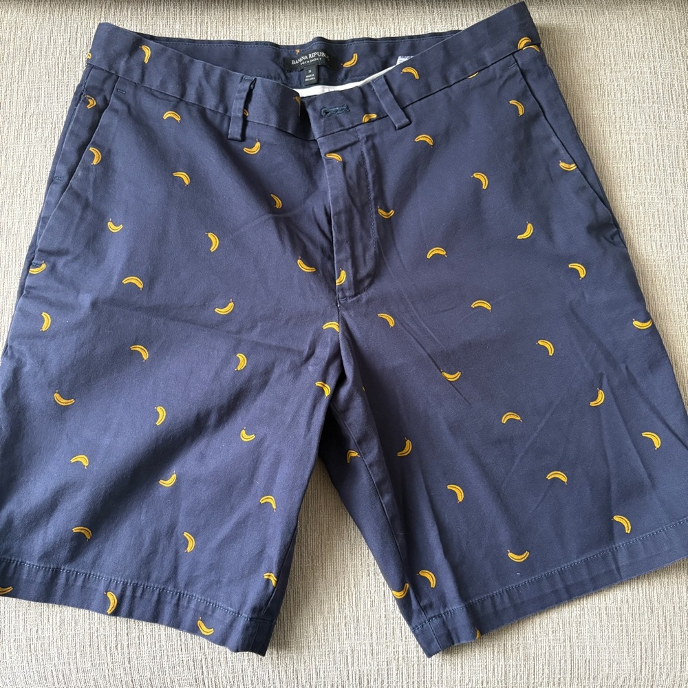 Banana Republic Navy Banana Print Men’s Shorts Size 31